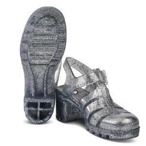 JUJU Babe Glitter Heeled Jelly Sandals - Size UK3 (US5)